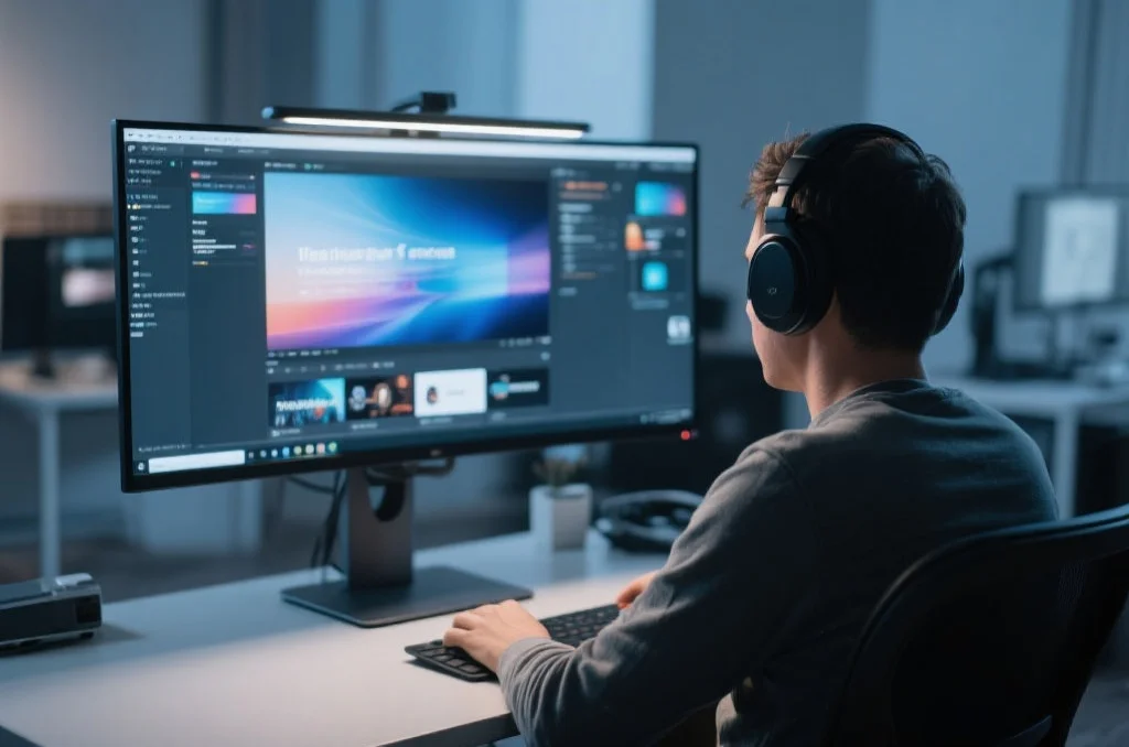 用户在桌面电脑上享受天启的沉浸式娱乐体验